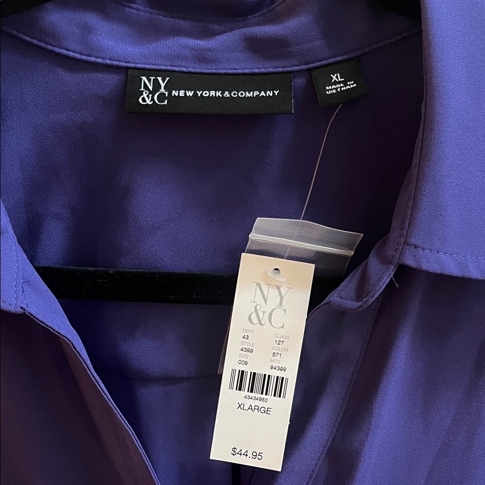 NWT New York & Co Purple Button-Up Blouse - Picture 2 of 8